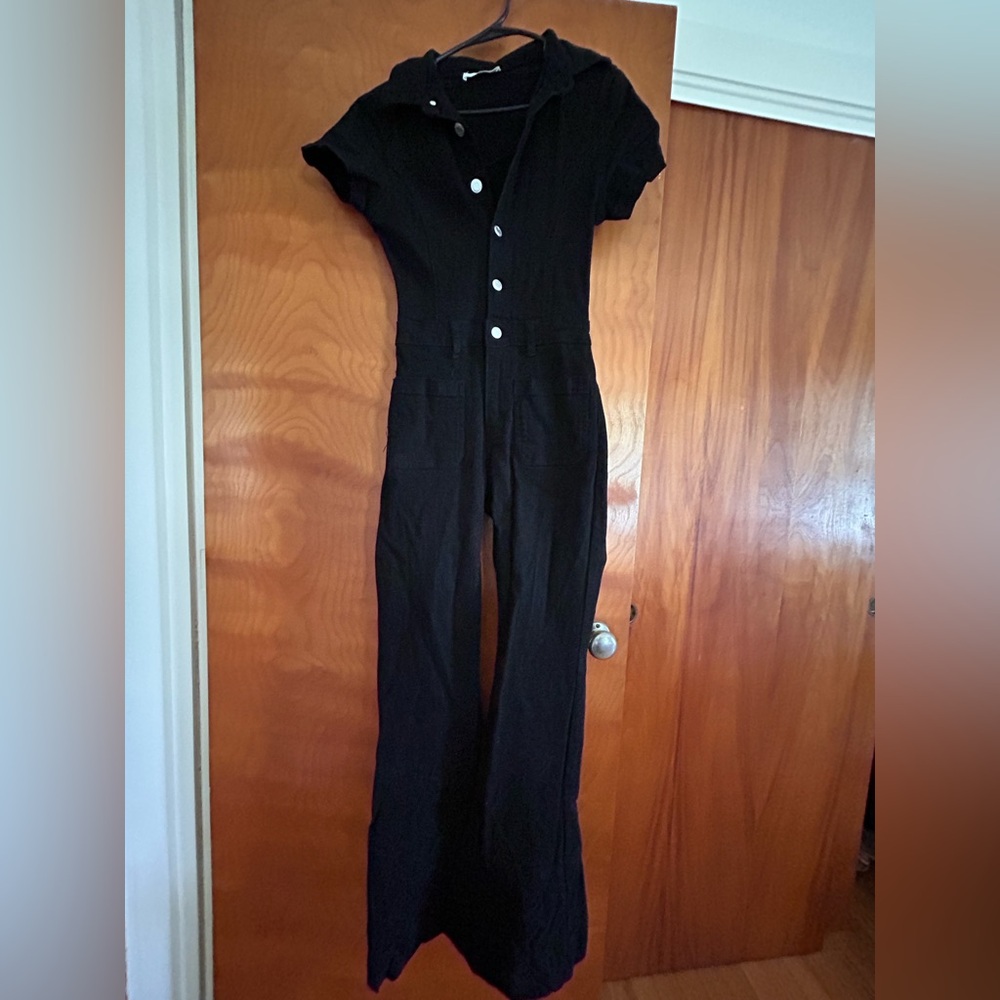Black denim jumpsuit